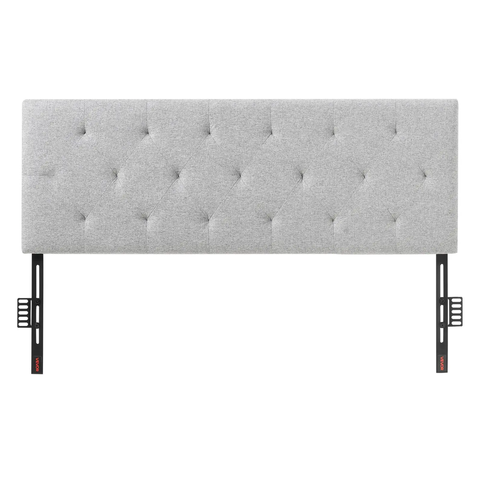 VEVOR Full Size Diamond Tufted Headboard, Adjustable Height (35.6-47.4in), 56.3in Width, Comfortable Indoor Furniture for Bedroom, Hotel, Light Grey, W56.3×H35.6–47.4"
