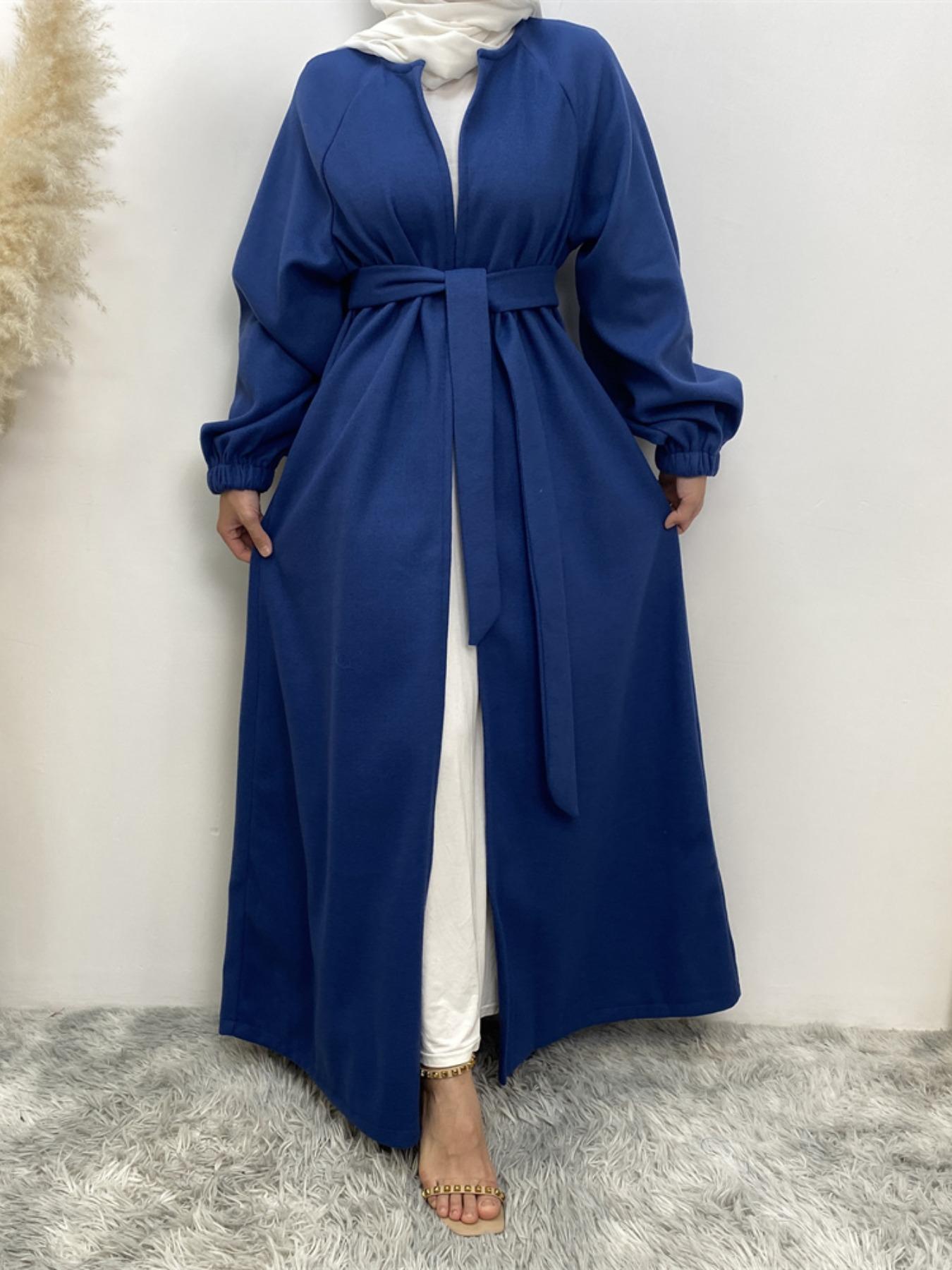 Fashion Slim Fit Muslim Cardigan, Long Sleeve European Style Jacket with Pockets, Casual Fall & Winter Wear for Women, Cover Up Cardigan Fashion Slim Fit Muslim Cardigan, Long Sleeve European Style Jacket with Pockets, Casual Fall & Winter Wear for Women, Cover Up Cardigan