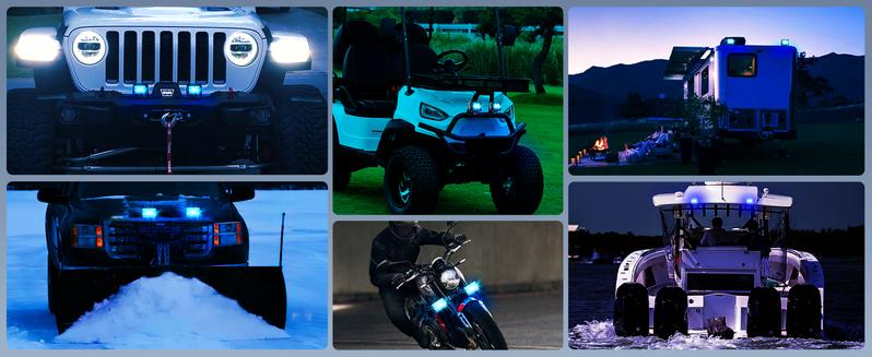 Nilight 4 Inch LED Light Pod Blue Triple Row 2PCS 60W Flood Spot Combo Driving Fog Lights for UTV Van, Boat, Tractor - Car Accessories Vehicle Lamp