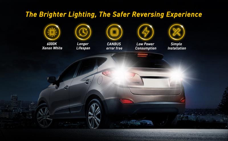 AUXITO 912 921 LED Bulb for Backup Light Reverse Lights High Power 2835 15-SMD Chipsets Error Free T15 906 922 W16W Bulbs, 6000K White Daytime Running Lights (Upgraded, Pack of 2)