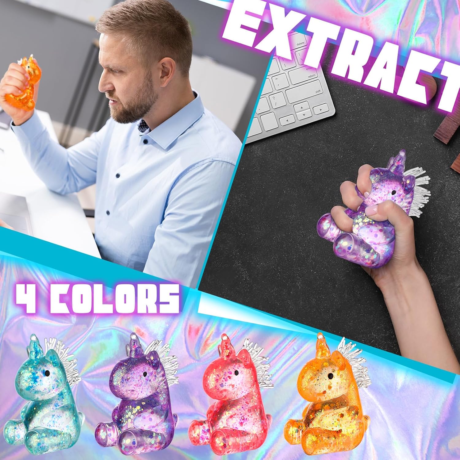 1/2/4/8/12 PCS Unicorn Maltose Fidget Toy, Sensory Stress Relief Soft Ball for Adults & Kids, Party Favor Prank Squeeze Toy, Anti-Anxiety Hand Pressure Reliever, Squishies