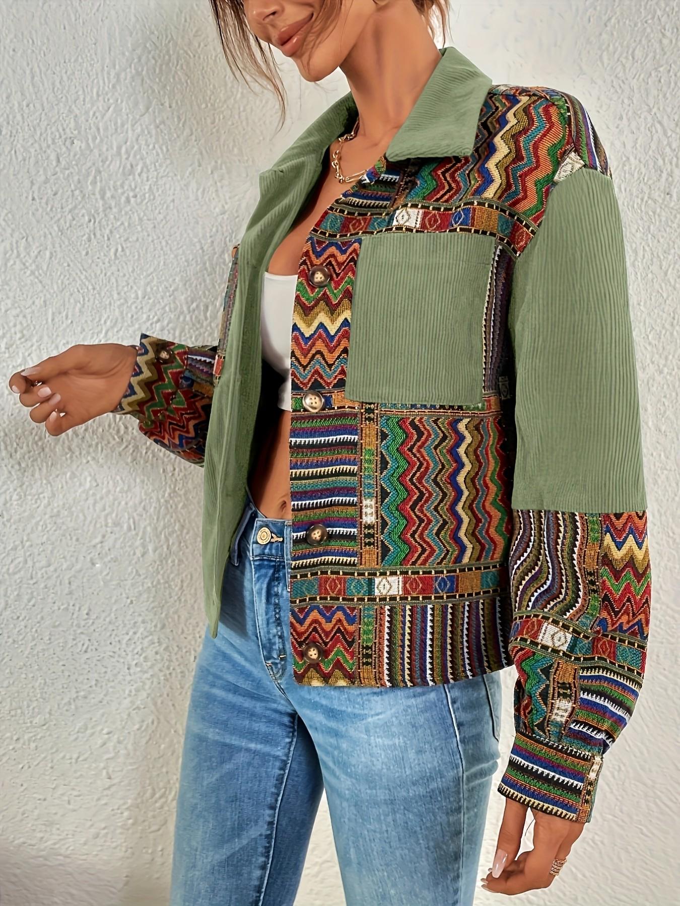 Women's Fashion Floral Shoulderless Velvet Button Jacket, Chic Stylish Casual Ladies' Clothing, Casual Fashionable Outerwear, Trendy Outerwear for Daily Wear, Perfect for Spring & Fall, Coats