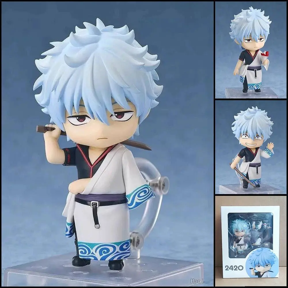 2420 Sakata Gintoki Gintama Q Version Movable Figure With Swappable Face Desktop Ornament Anime Collectible For Fans Popular toys 2026 Hot selling toys