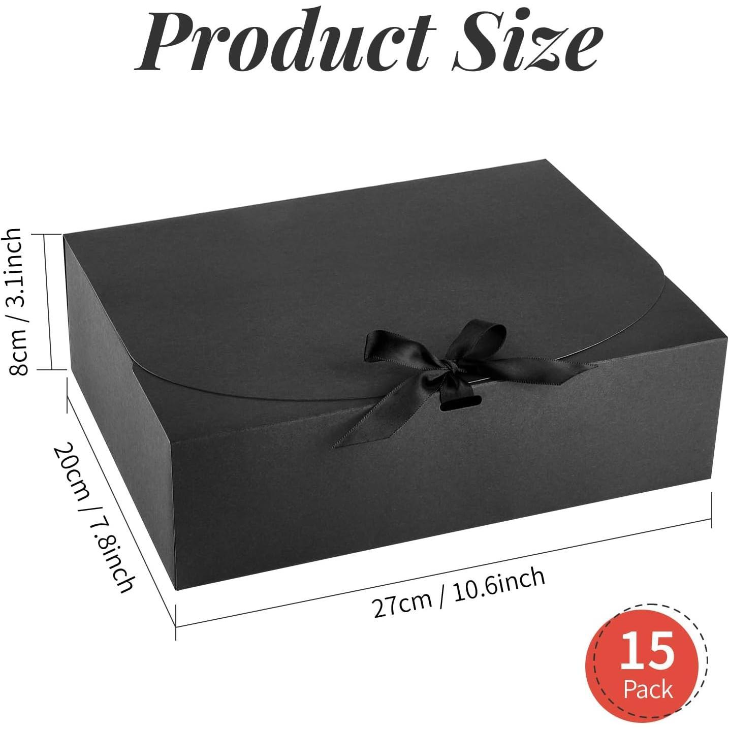 15 count Boxes with , 10.6 x 7.8 x 3.1 Inches Bridesmaid Boxes, Black Proposal Boxes with Ribbons for Wedding, Birthday, Graduation Present Packaging 15 count Boxes with , 10.6 x 7.8 x 3.1 Inches Bridesmaid Boxes, Black Proposal Boxes with Ribbons for Wedding, Birthday, Graduation Present Packaging