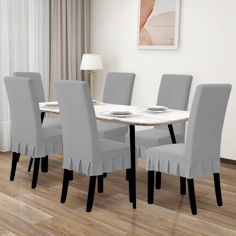 Easy-Going Dining Chair Covers of 4/6/8, Christmas Stretch Parsons Chair Slipcover with Skirt Chair Covers for Dining Room Restaurant Banquet