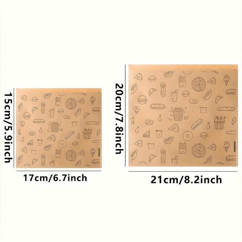 Kraft Paper Sandwich Bags, Oil-Resistant Disposable Food Bags for Hamburgers, Desserts, Fried Chicken, Leak-Proof Snack Packaging for Parties, Catering, Mobile Vendors, Weddings, Birthdays, Back-To-School Season