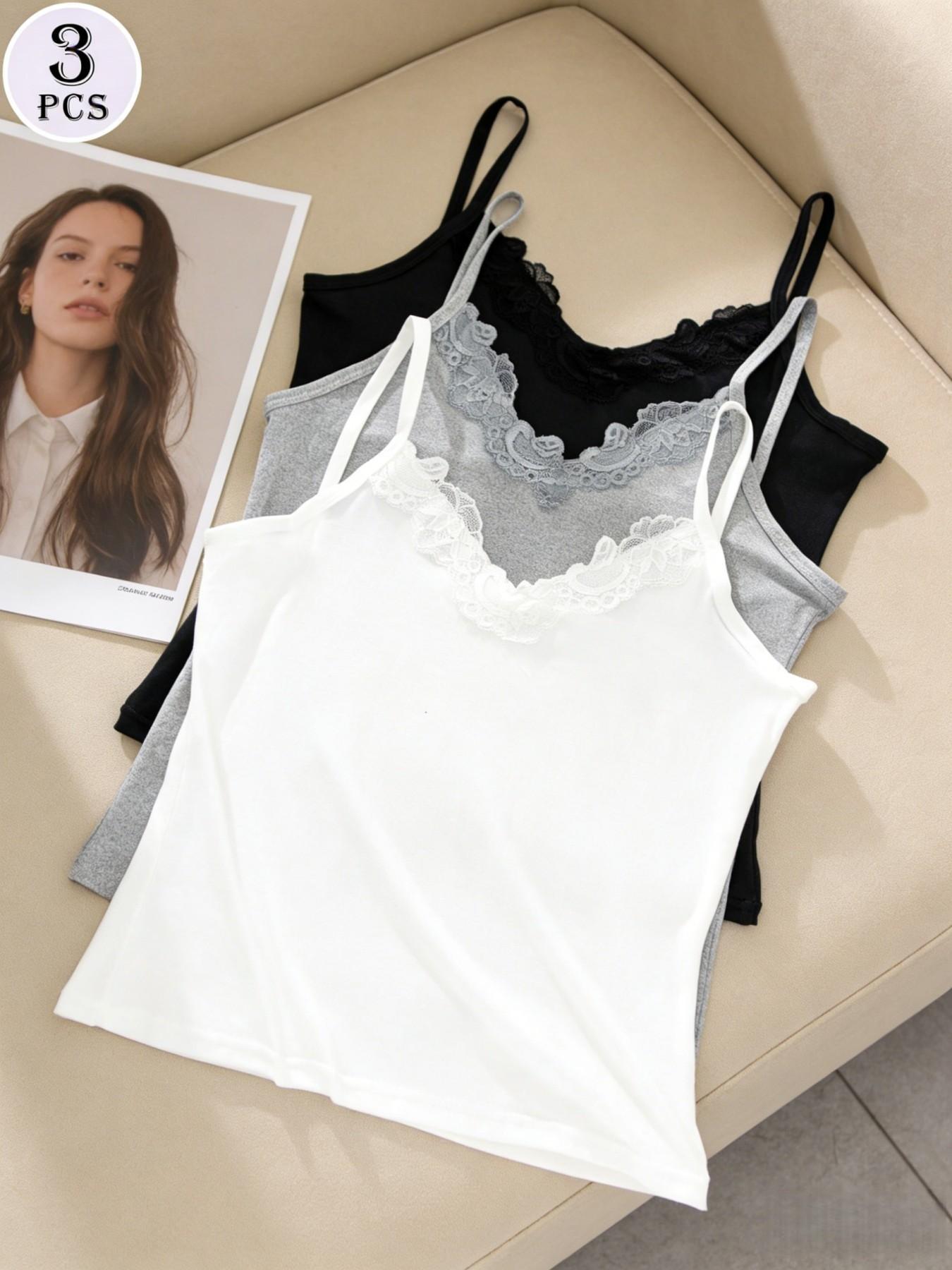 Elegant Summer Halter Top with Lace Trim, Solid Color Slimming Sleeveless Shirt, Casual Home Wear, Versatile Women's Fashion