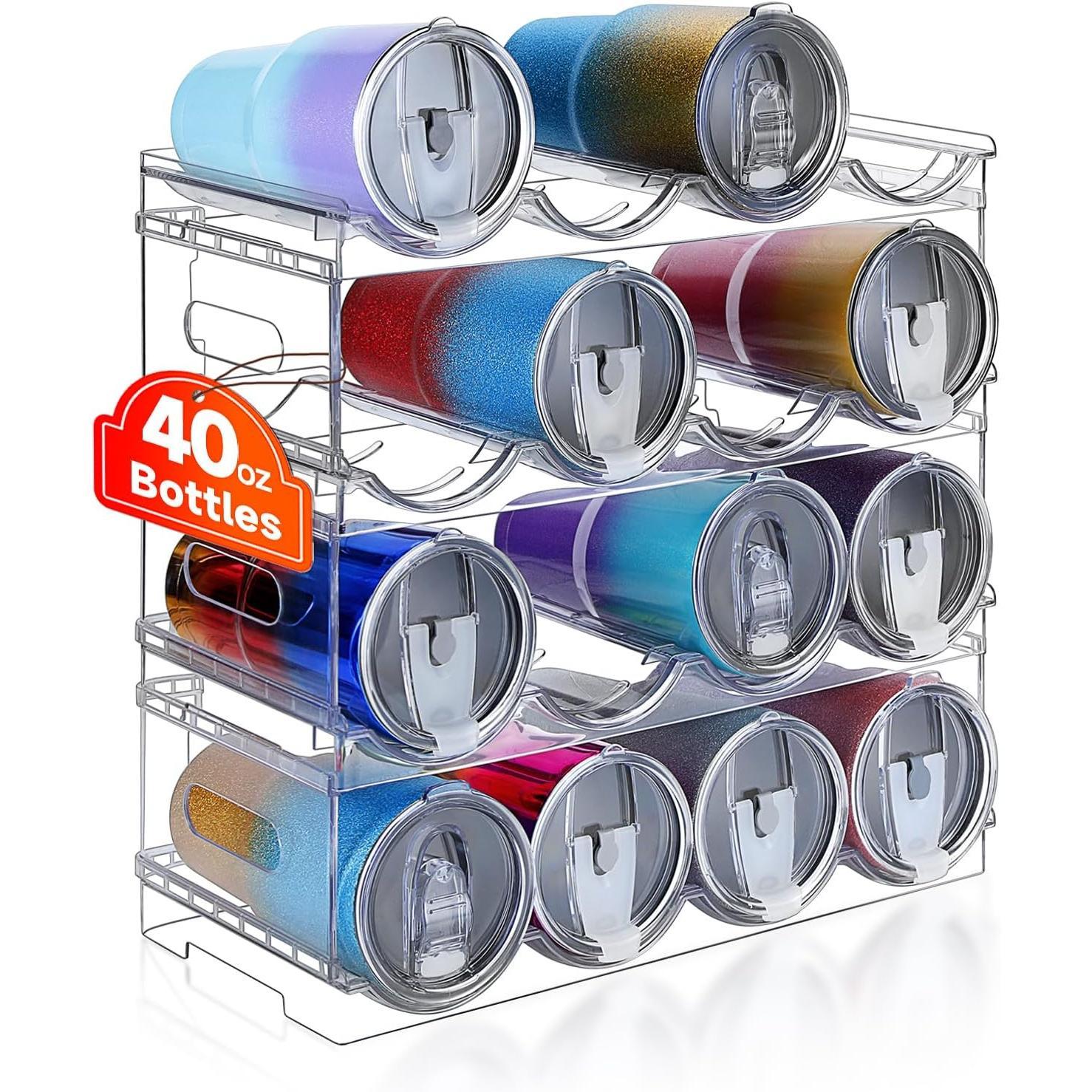 Large Compartment Stackable Water Bottle Organizer for Cabinet