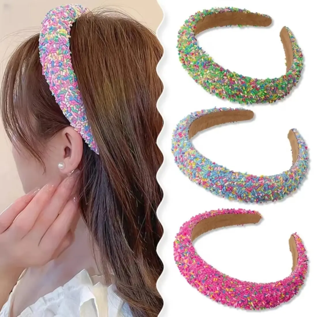 1-Piece Wide Padded Headband for Women and Girls, Soft Sponge-Cushioned Chunky Hairband in Candy Colors, Cute Everyday Hair Accessories for Casual Outfits, Work, Parties, School & Gifts