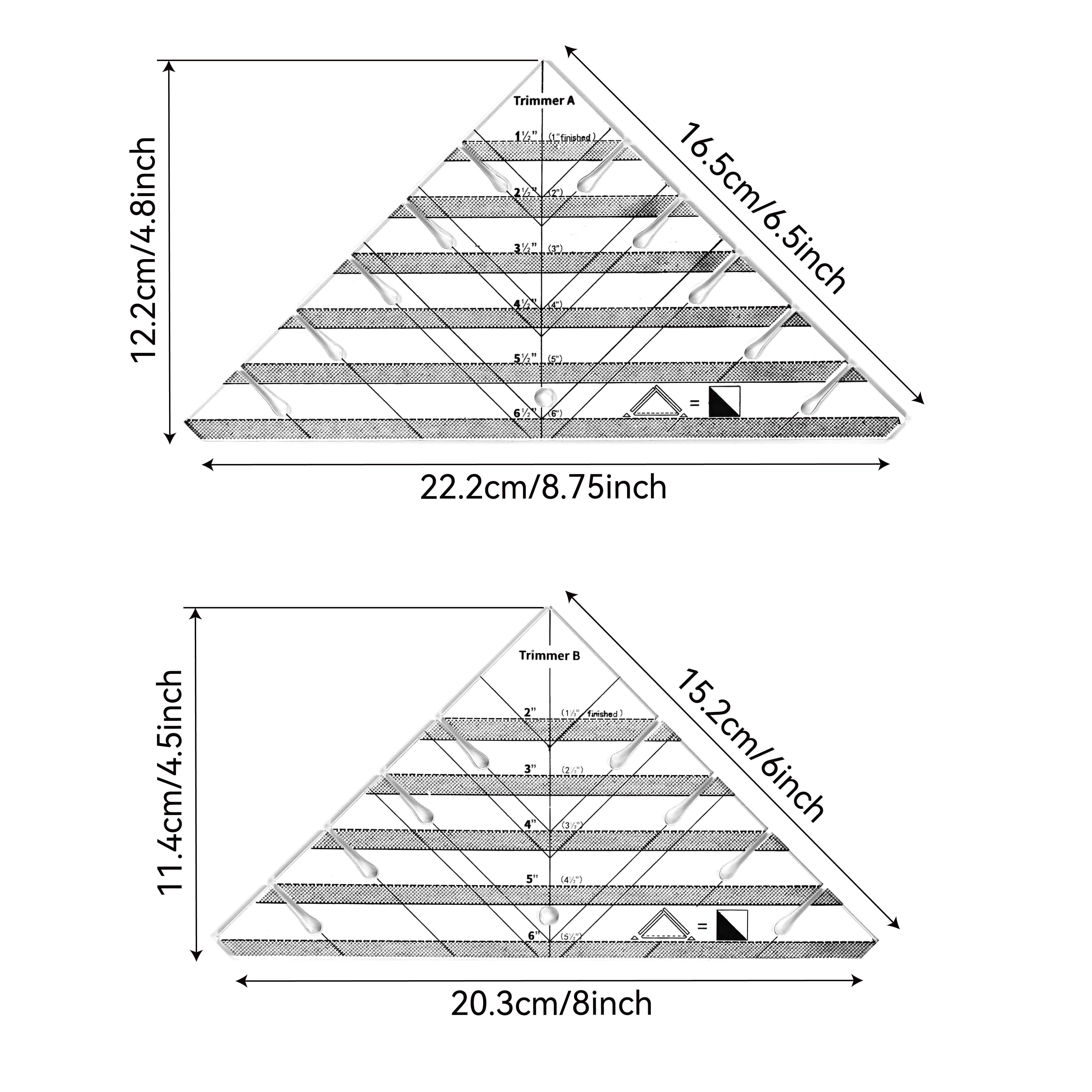 2pcs Grid Slot Cutting Ruler, High Precision Acrylic Patchwork Template, Accurate Hst Cutting, Fabric Seam Alignment, Block Building Tool