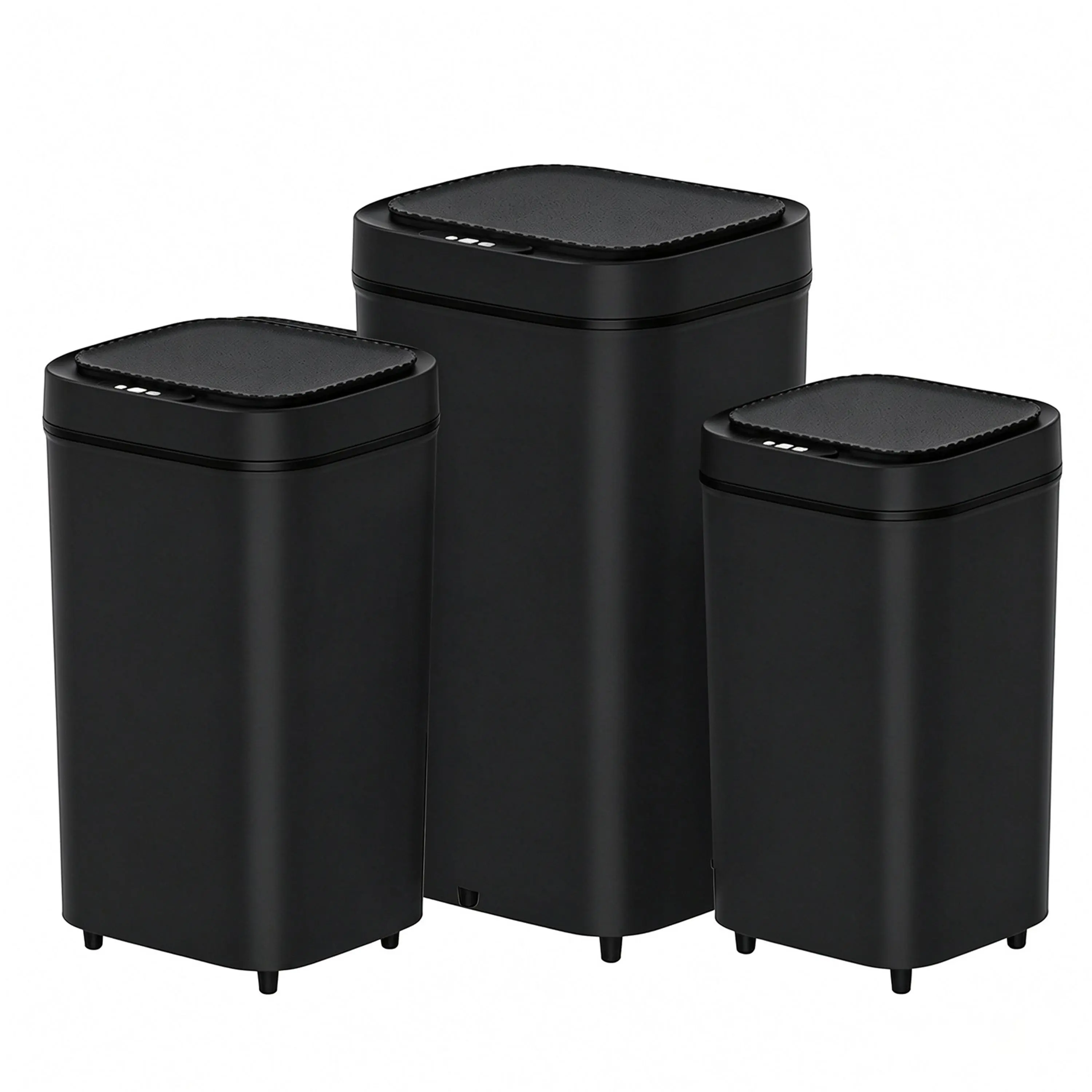 15L-17L-20L (3Pcs) 15l-black Smart Sensor Trash Can, 0.2s Fast Auto-Open Touchless Bin, 360° Airtight Odor-Sealed, Waterproof, Quiet, for Bathroom/Kitchen, Camping & Hiking Picnicware