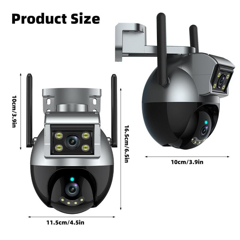 Security Cameras Outdoor, 4MP Dual Lens Outside Camera Wired for Home Security, PTZ WiFi Outdoor Camera with Motion Detection, Human Tracking, Color Night, IP66 Waterproof, 2-Way Talk, 24/7 Recording