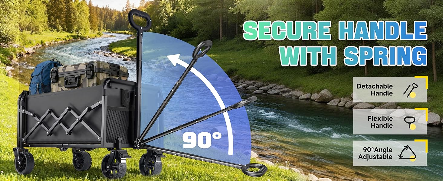 Heavy-Duty Collapsible Portable Wheeled Functional Cart - 360 LBS Capacity, All-Terrain Wheels, Secure Brakes, Outdoor Accessories for Camping, Hunting, Garden Shopping