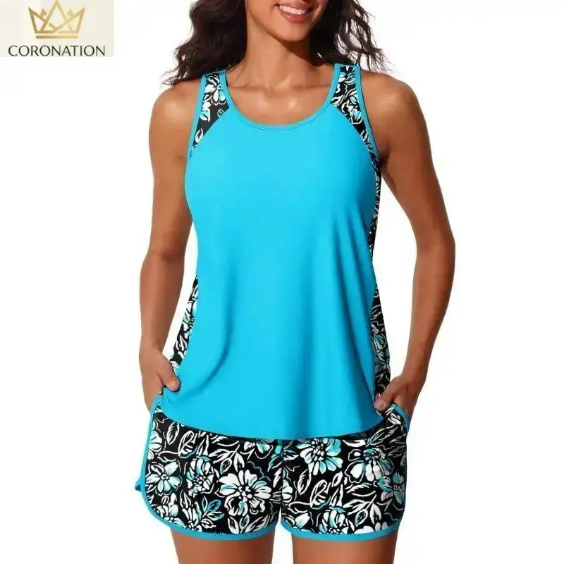 Women's Floral Print Tankini Swimsuit, Modest 2-Piece Set with Shorts and Adjustable Top, Flattering Coverage for Beach Days & Pool Wear