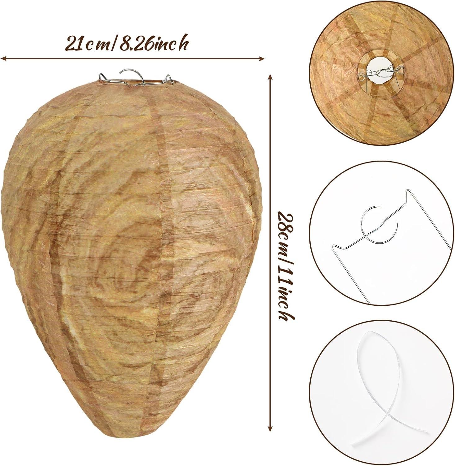 12 Pack Paper Wasp Nest Decoy, Hanging Wasp Nest, Stay Away From Wasps Hornets Jackets, Dark, Pest Control Solution