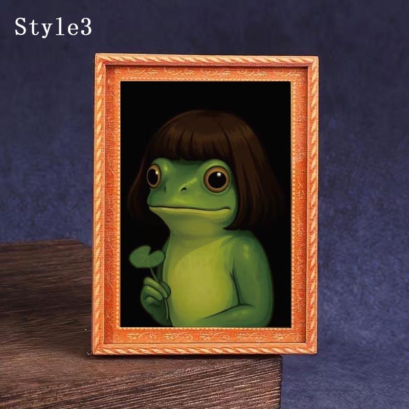 1 Count Funny Frog Magnet, Mini Fridge Magnet with Green Frog & Haircut Design, Modern Kitchen Decor, Durable Wood Construction for Refrigerator, Fridge, Refrigerator Decorating Magnet