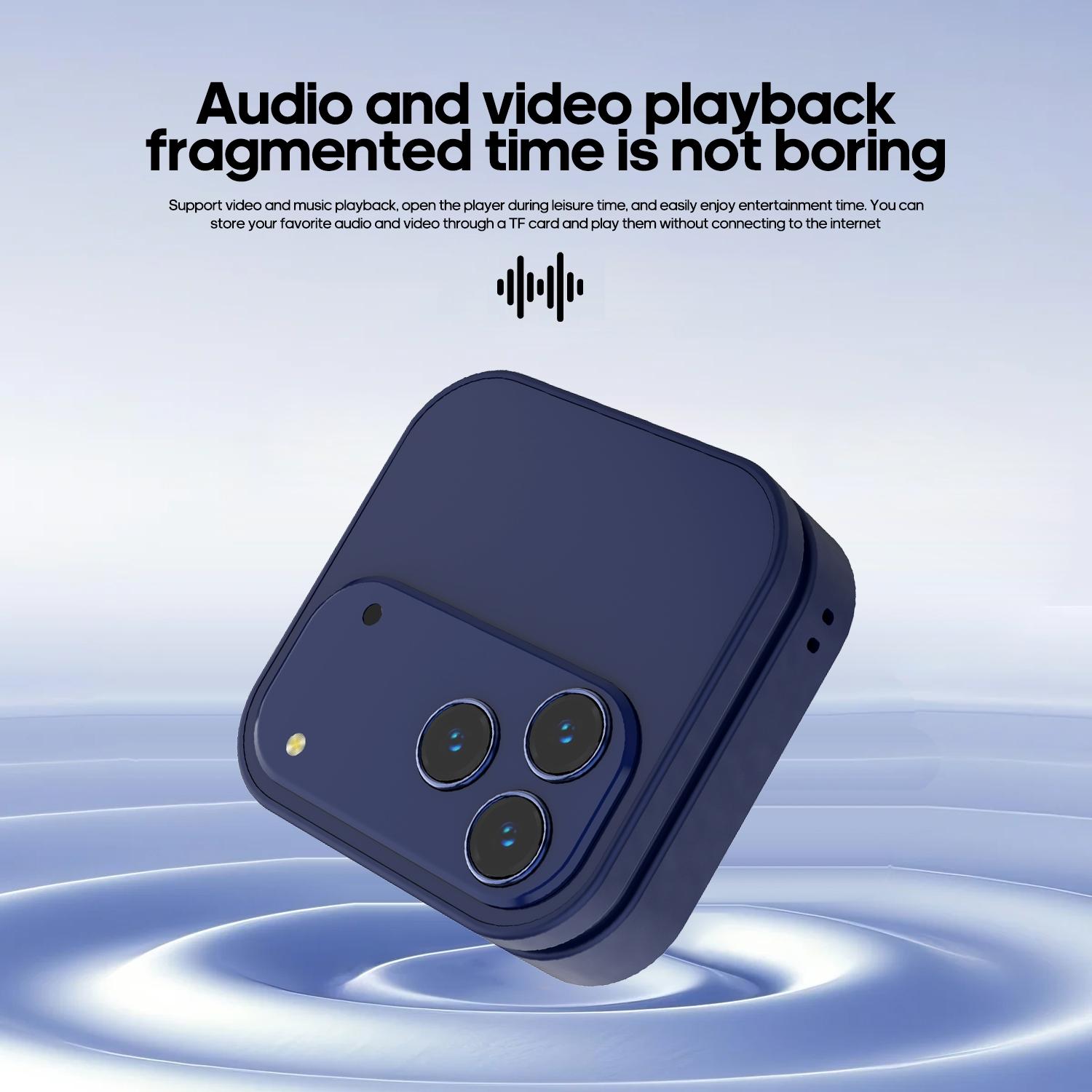 FUFFI fashionable mini folding clamshell phone with 2G network, 1.77-inch high-definition screen, dual SIM dual standby, 1000 mAh battery, flashlight/ music/ video/ convenient lanyard/ maximum support for 8GB capacity expansion