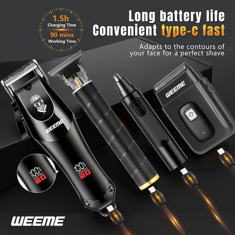 Professional Men's Grooming Kit, Electric Shaver Set with Trimmer, Nose Hair Clipper, Razor, Comb Attachments, Ideal Gift for Him