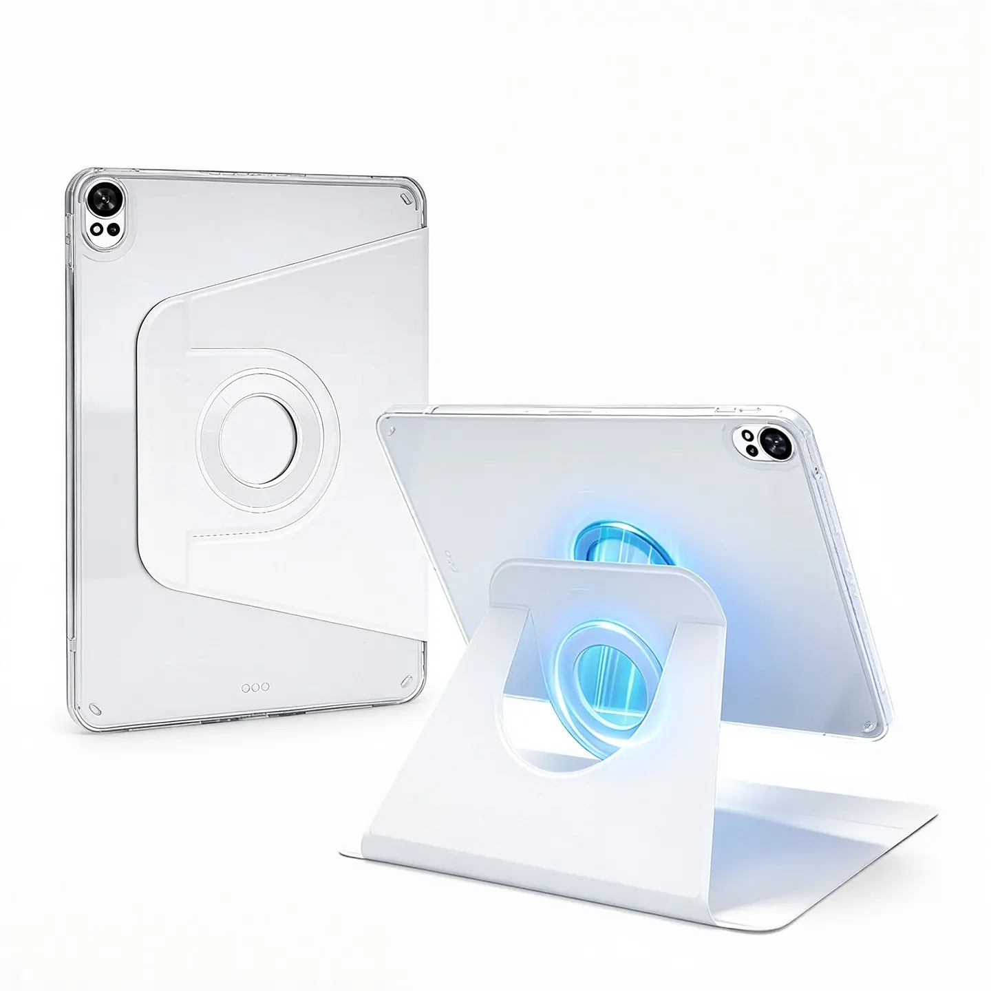 Spallo Magnetic Detachable Case for 2025 iPad Pro M5 & iPad 11th Generation A16 , Compatible with iPad Air7/6/5/4th & iPad Mini , Clear Acrylic Back with Rotating Stand Cover , Anti-Bend Protection, Tablet Protective Cover, Tablet Covers, Ipad Accessories