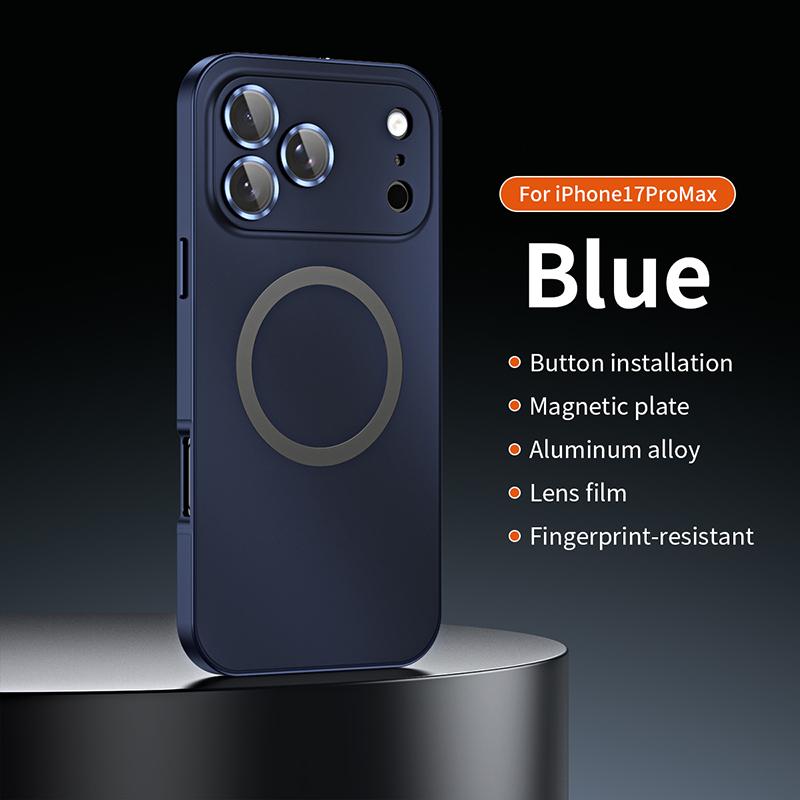 Metal frame with magnetic Magsafe snap design, made of alloy aluminum, specially designed for Apple/iPhone 17/16/15/14/13/12 Pro Max Plus, with shockproof function. Ultra-thin phone case, fully covers lens protection, compatible with wireless charging, an
