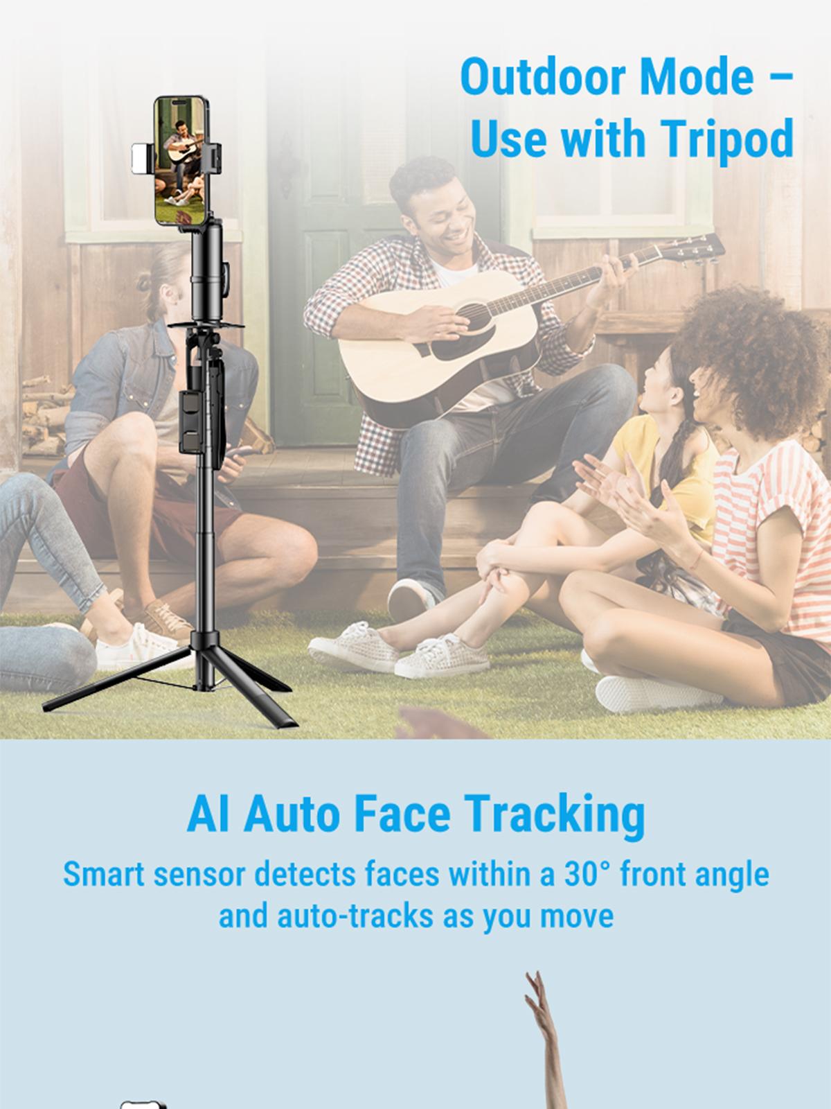 AI Auto Face Tracking Tripod with 63" Selfie Stick Tripod | AI Smart Face Tracking Phone Holder with LED light for TikTok Live & Vlogging | Gesture Control & Remote | No App Needed | Perfect for Contract Creator | Tech Gift for Men & Women AI Auto Face Tracking Tripod with 63" Selfie Stick Tripod | AI Smart Face Tracking Phone Holder with LED light for TikTok Live & Vlogging | Gesture Control & Remote | No App Needed | Perfect for Contract Creator | Tech Gift for Men & Women
