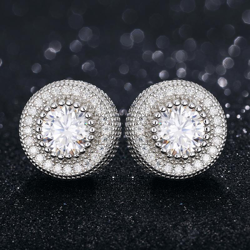 【#E10】UCCIYO 18K Gold-Plated Stud Earrings with Lab-Grown Moissanite Synthetic Moissanite Earrings For Women 925 Sterling Silver Stud Earring Men Hip Hop Jewelry Couple Gift