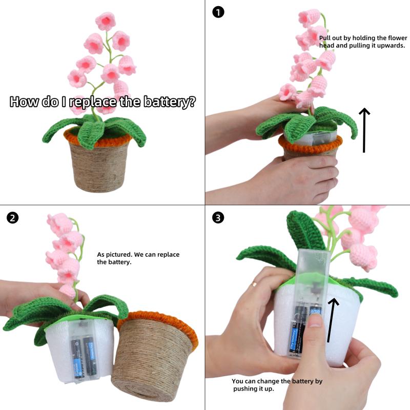 Product Introduction of Handmade Crocheted Halloween Lily of the Valley LED Lantern｜Multi-color lighting + DIY Spooky Card ｜Pumpkin Party Prop/Christmas Decor/Heartfelt Valentine's Gifts/Mother’s Day Gift Handmade Flower Lamp Bedside Nightlight 14