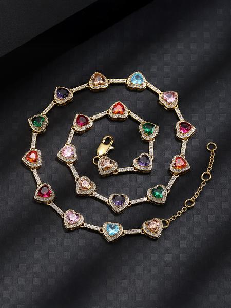 Women's Jewelry Set, Chain Necklace Bracelet Earrings Trio, Fashionable Jewelry Set, Elegant Jewelry Set, Sexy Colorful Accessories for All Seasons, Perfect Gift Idea