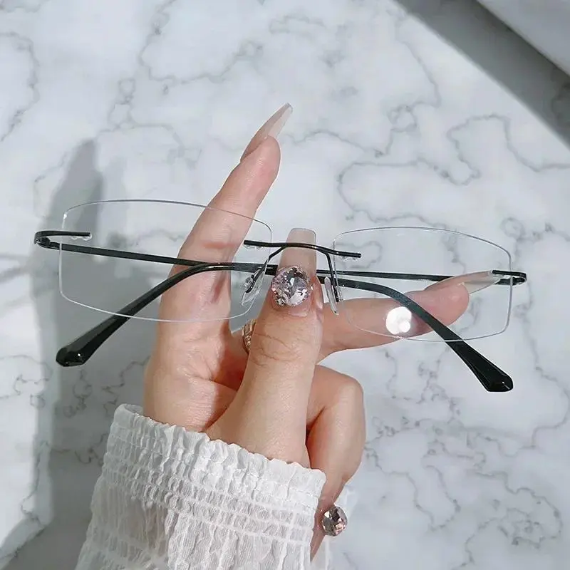 Men Women Frameless Myopia Eyeglasses Ultra Light Eye Protection Near Sight Eyewear High Definition Minus Glasses 0 To -4.0