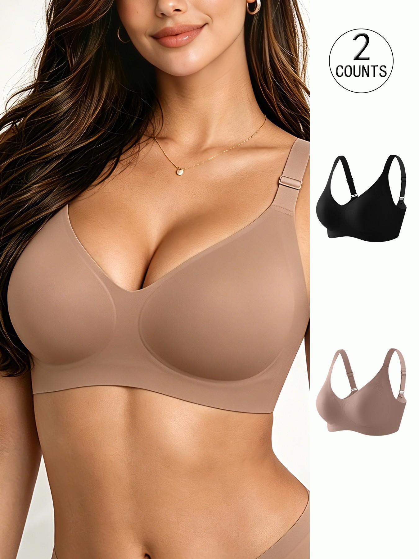 2 pack / 6 colors, high-quality women's seamless jelly bra, four rows of three hooks, push-up and lift, adjustable sports vest, suitable for daily wear, parties, yoga, comfortable, breathable and skin-friendly, women's underwire-free bra.