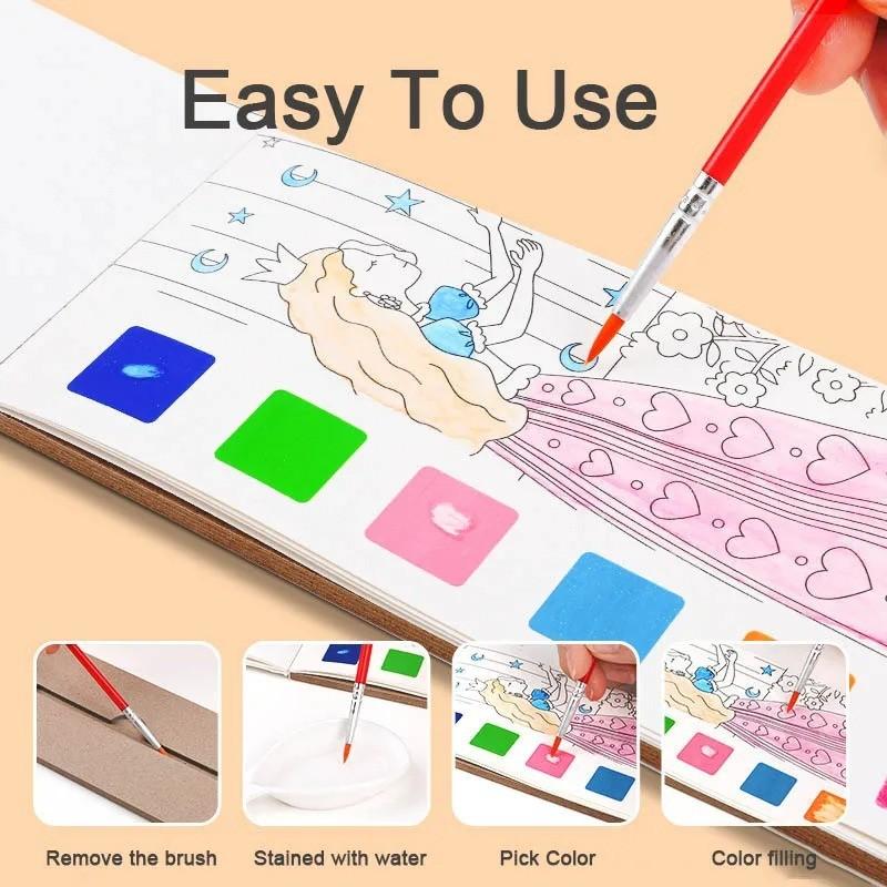 Watercolor Coloring Notebook, Kindergarten Baby Doodle Drawing Book, Fill-In-The-Blank Storybook, Paper Material