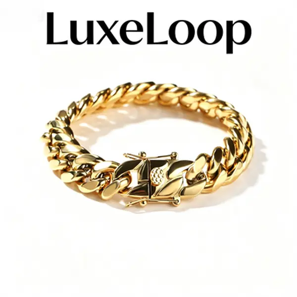 LuxeLoop Polished Miami Cuban Link Bracelet, Smooth Surface Chunky Chain with Secure Box Clasp, Gold & Silver Tone Streetwear Unisex Jewelry, Stackable Classic Hip Hop Accessory, Fashion Gift for Men & Women,stylish