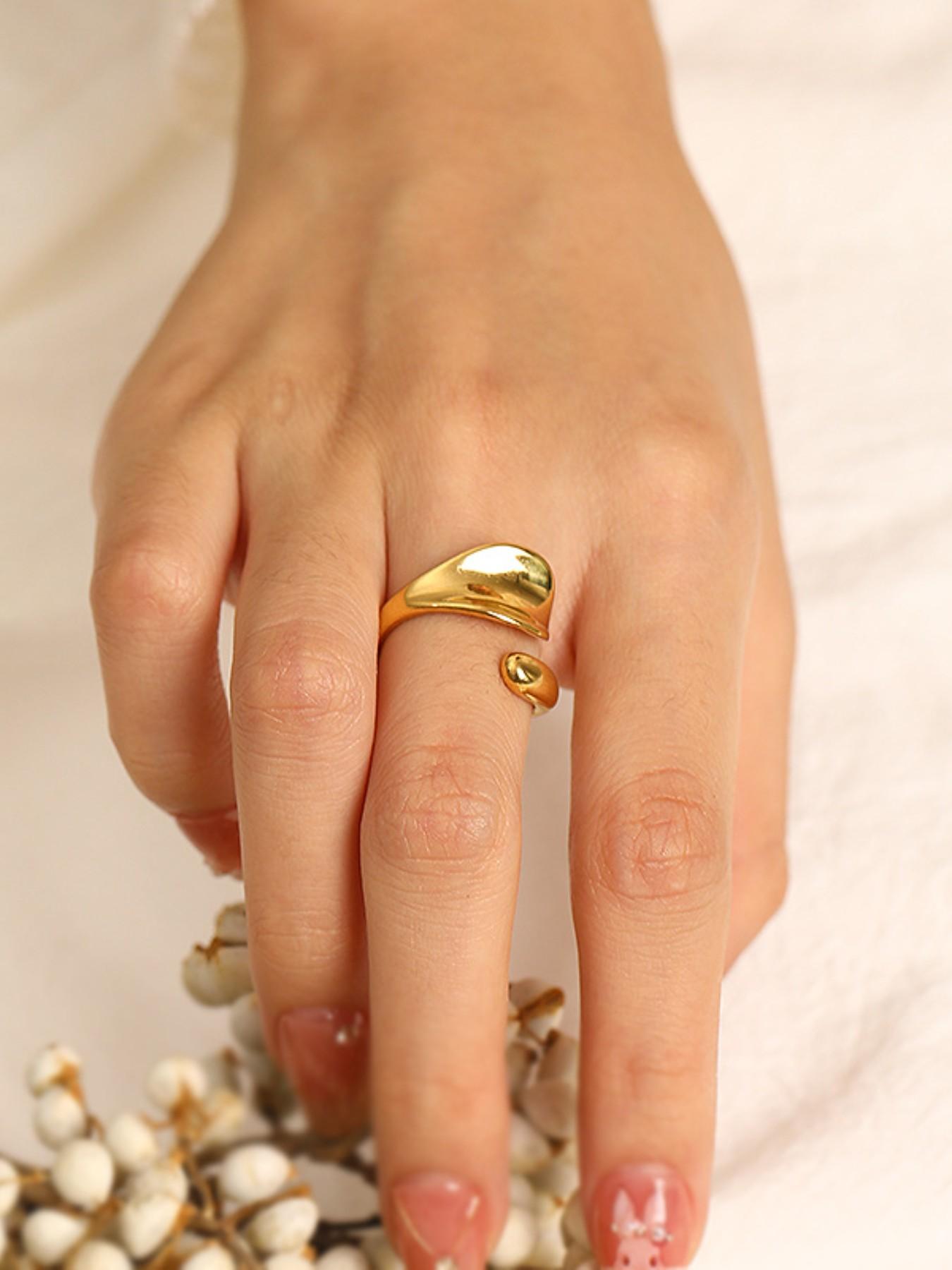 Women's Stainless Steel Open Ring, Simple Irregular Shape Electroplated Titanium Steel Jewelry, Perfect Gift for Women