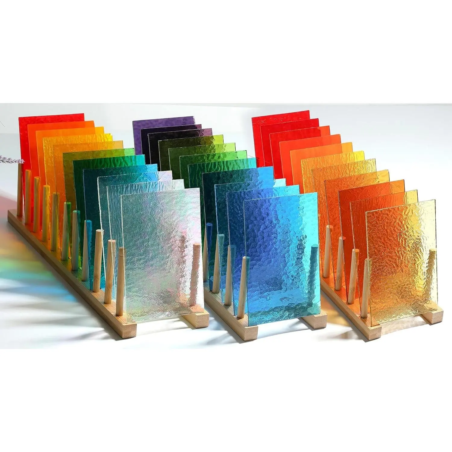 26 Sheets Transparent Stained Glass Sheets Packs for Art Crafts, Textured Bright Color Variety Translucent Cathedral Art Glass Sheets for Mosaic Glass DIY Projects, 4x6 inches
