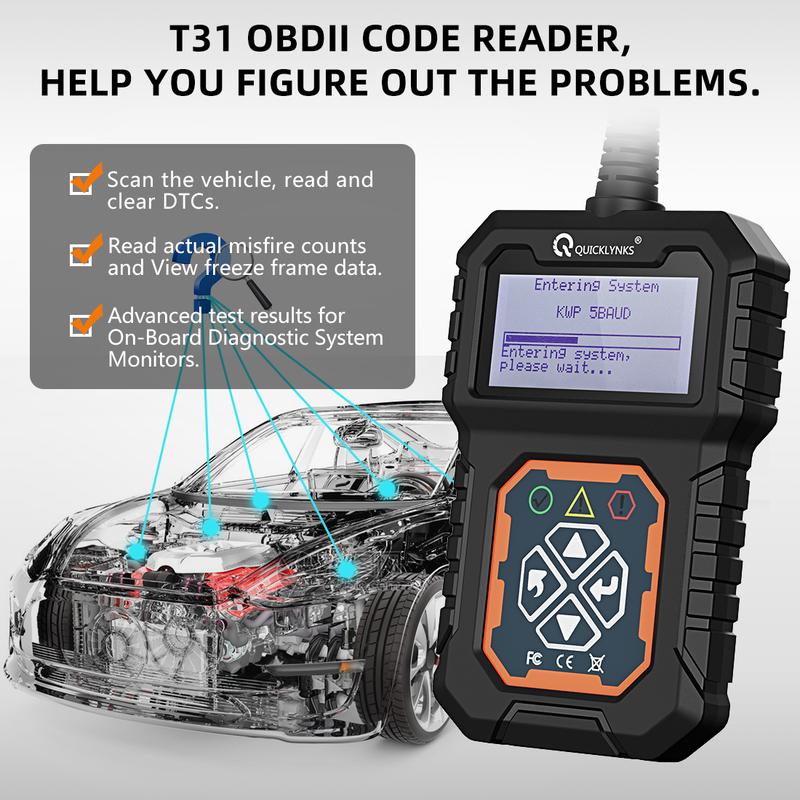 QUICKLYNKS-Car Full OBD2 EOBD Scanner Auto Engine System Diagnostic Tools  Automotive Professional Code Reader Fuel Vehicle
