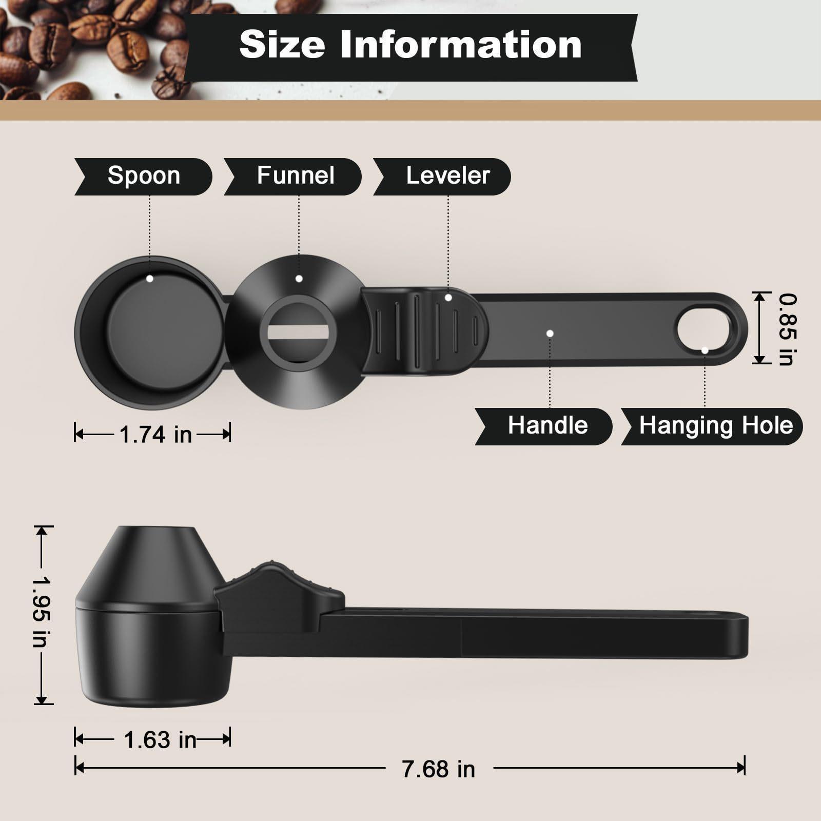 Protein Powder Sliding Spoon,Coffee Scoop with Funnel for Reusable K Cup Refillable Coffee Pods, 2 TBSP Mess-Free Measuring Spoon with Sliding Leveler, Ideal for Ground Coffee, Protein Powder & Tea, Coffee Making Tool, Home Coffee Tool (1-Pack)