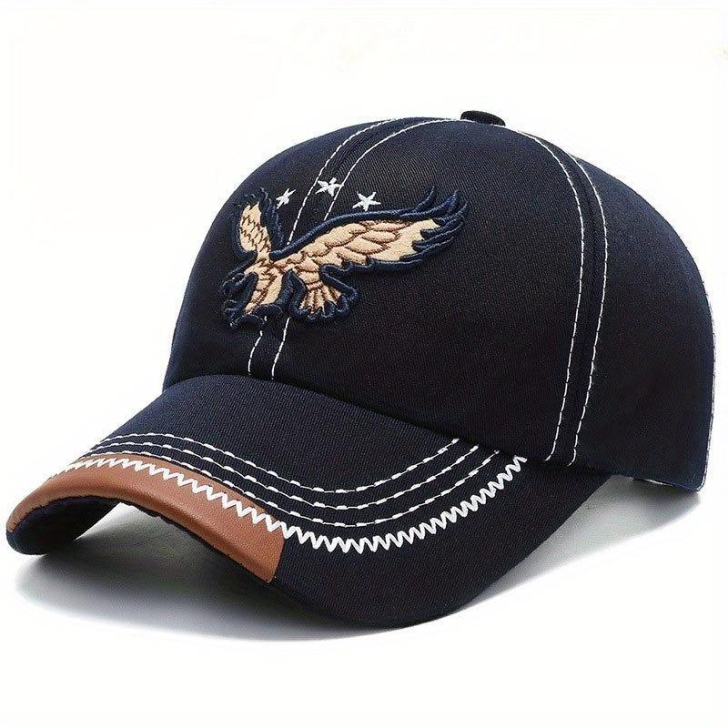 Eagle Embroidered Baseball Cap Fitted Snapback Hats for Men and Women, Trendy Streetwear Breathable Casual Outdoor Hat, Embroidered Caps
