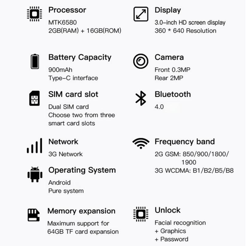 Student Mini Smartphone with 3-Inch HD Display, 2gb RAM, Dual Sim, 900mah Battery, Android System, Compact Design, Ideal for Studying