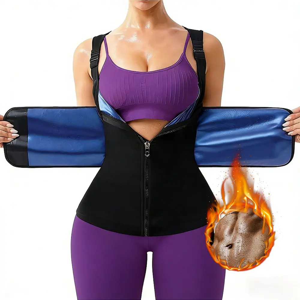 Women's Sauna Shirt, Sauna Waist Trainer, Tummy Control Compression Vest, Sauna Tank Top Workout Sauna Vest Zipper Shapewear