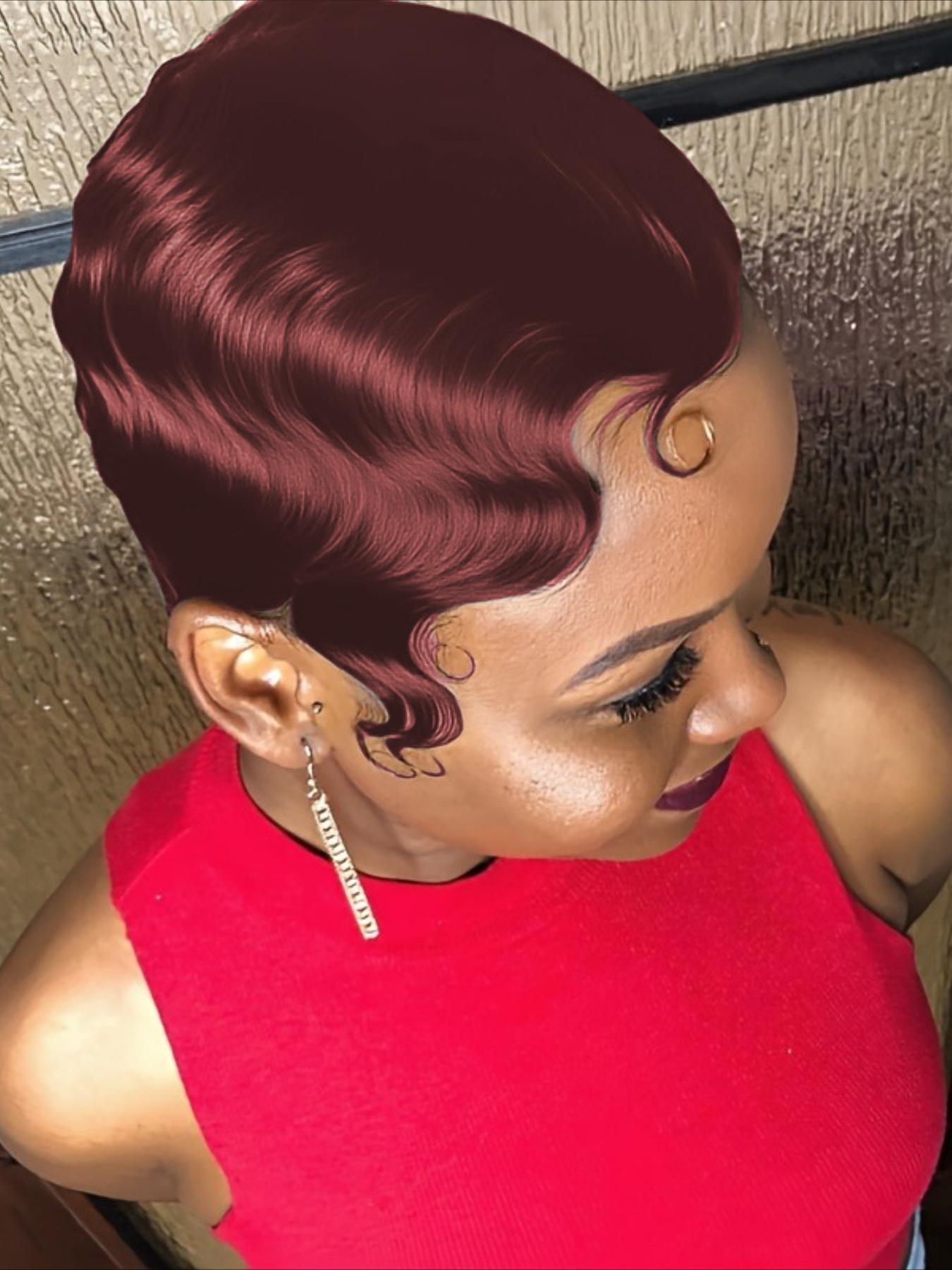 Finger Wave Pixie Cut Wig for Women Curly Wave Human Hair  display picture 1