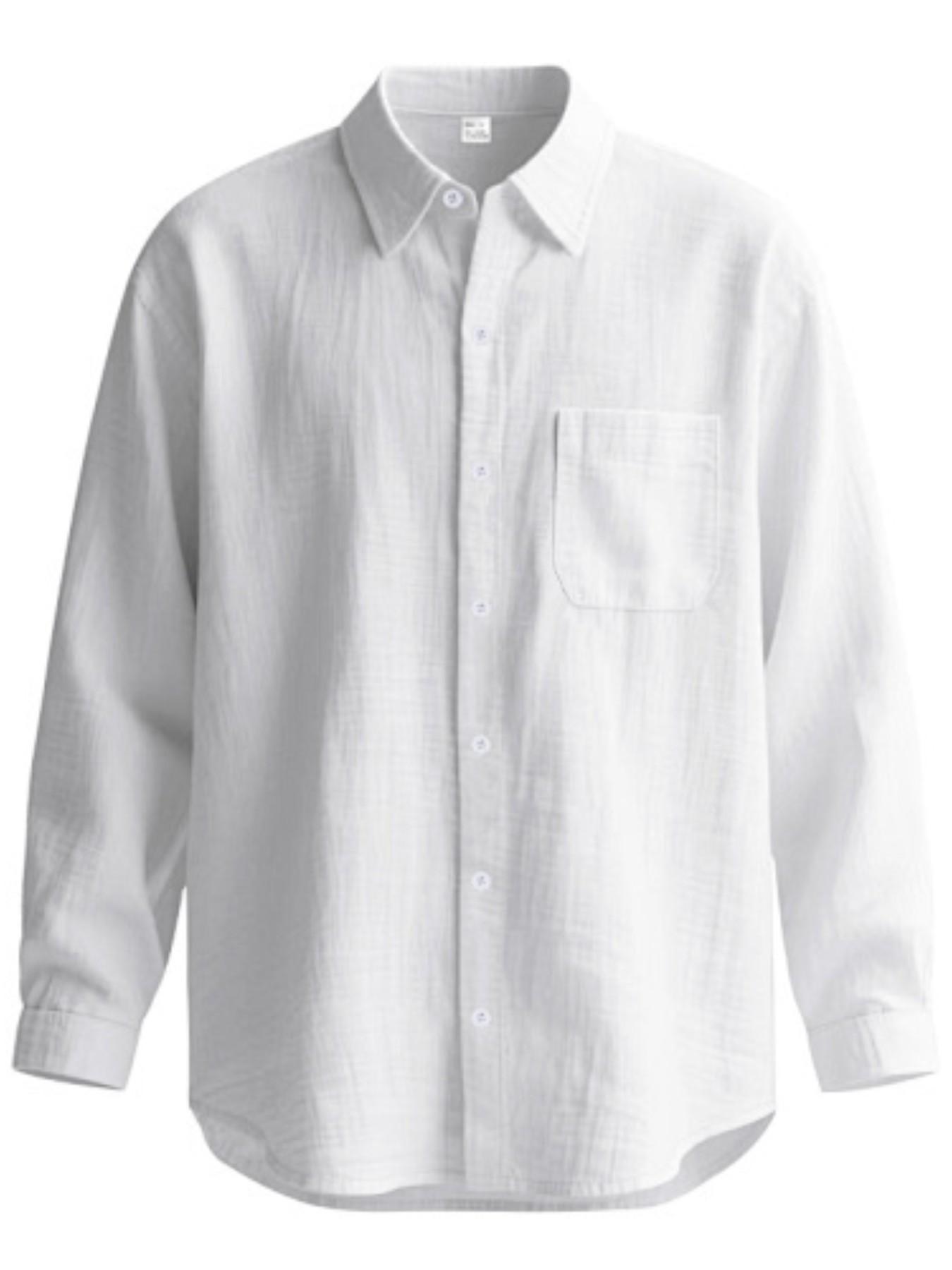 Men's Summer Linen Spread Collar Long Sleeve Shirts! Loose fit for all body types, breathable and skin-friendly without sweatiness, perfect for beach vacations, office wear, and versatile multi-scene outfits