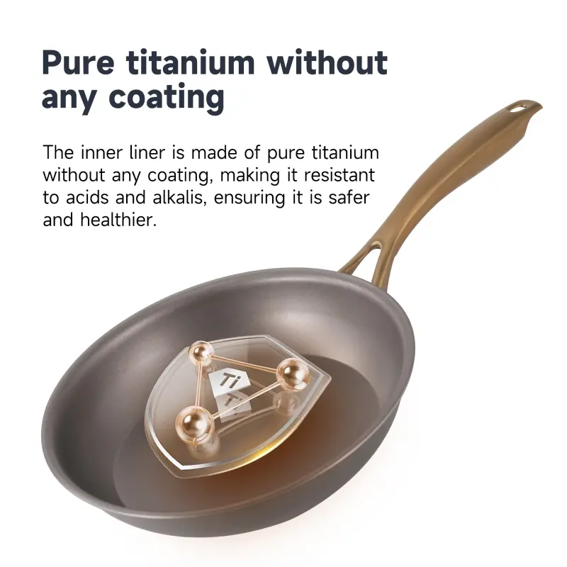 Pure titanium liner removable outdoor non-stick frying pan ， recommended to use the low flame setting of gas