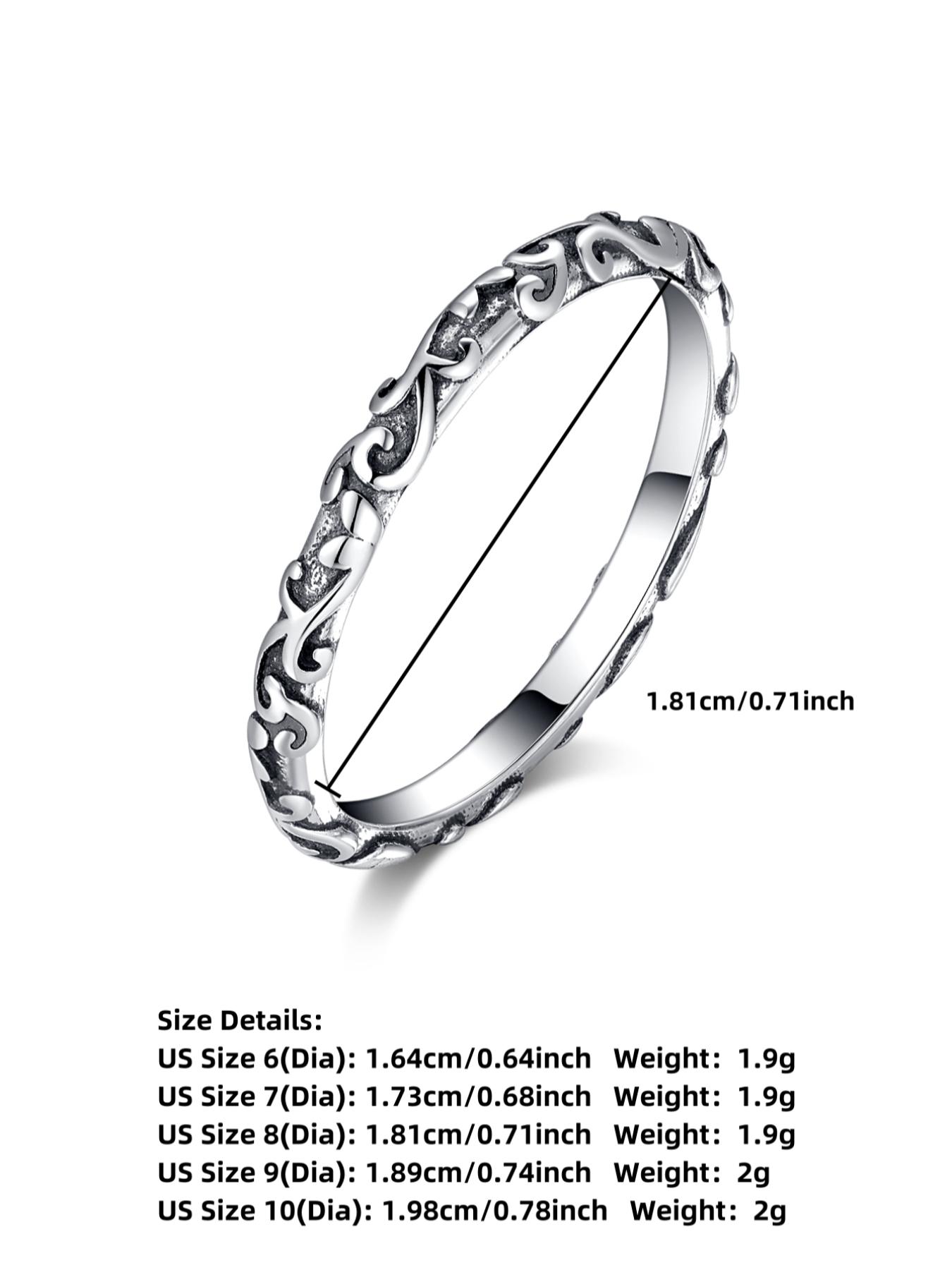 S925 Sterling Silver Vintage Rattan Engraved Ring, Unique Rings, Fashion Accessories for Men & Women, Trendy All-match & Exquisite Jewelry for Birthday Gift