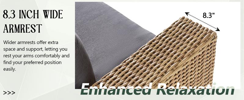 VanAcc 5 Piece Outdoor Patio Furniture Sets, All Weather Wicker Conversation Set, Rattan Sofa Chair with Washable Cushions & 2 Coffee Tables for Garden, Poolside, Backyard, Brown+Grey