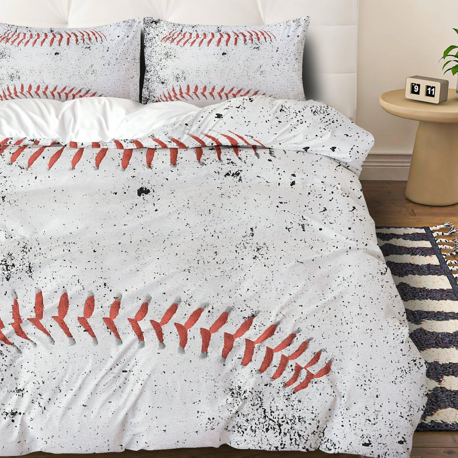 Baseball-Themed Printed Bedspread Set, Soft & Comfortable Bed3-piece baseball-themed printed bedspread set (1 bedspread + 2 pillowcases, without core), soft and comfortableding, Includes 1 Bedspread & 2 Pillowcases, Ideal for Bedroom Dorm Guest Room Decor