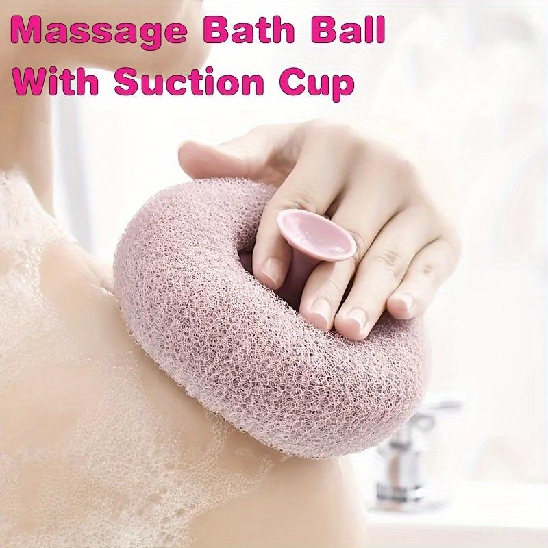 Luxury 5-Piece Massage Bath Sponge Ball Set with Suction Cup - Exfoliating Sponge Ball Shower Accessories for Soft Skin - Floral Design for Relaxing Bath