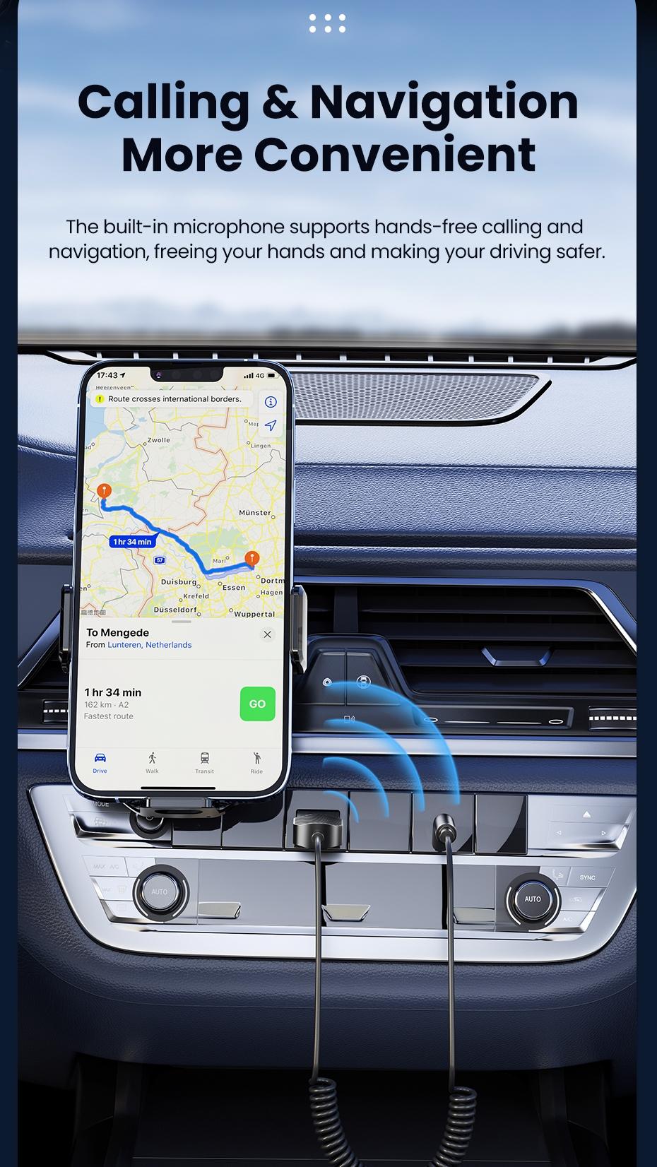 Toocki Wireless Audio Receiver Adapter, Bluetooth-compatible 5.4 Aux USB to 3.5mm, Hands-Free Mic, Car Audio Jack, Mono Output, 3.5w Power Consumption