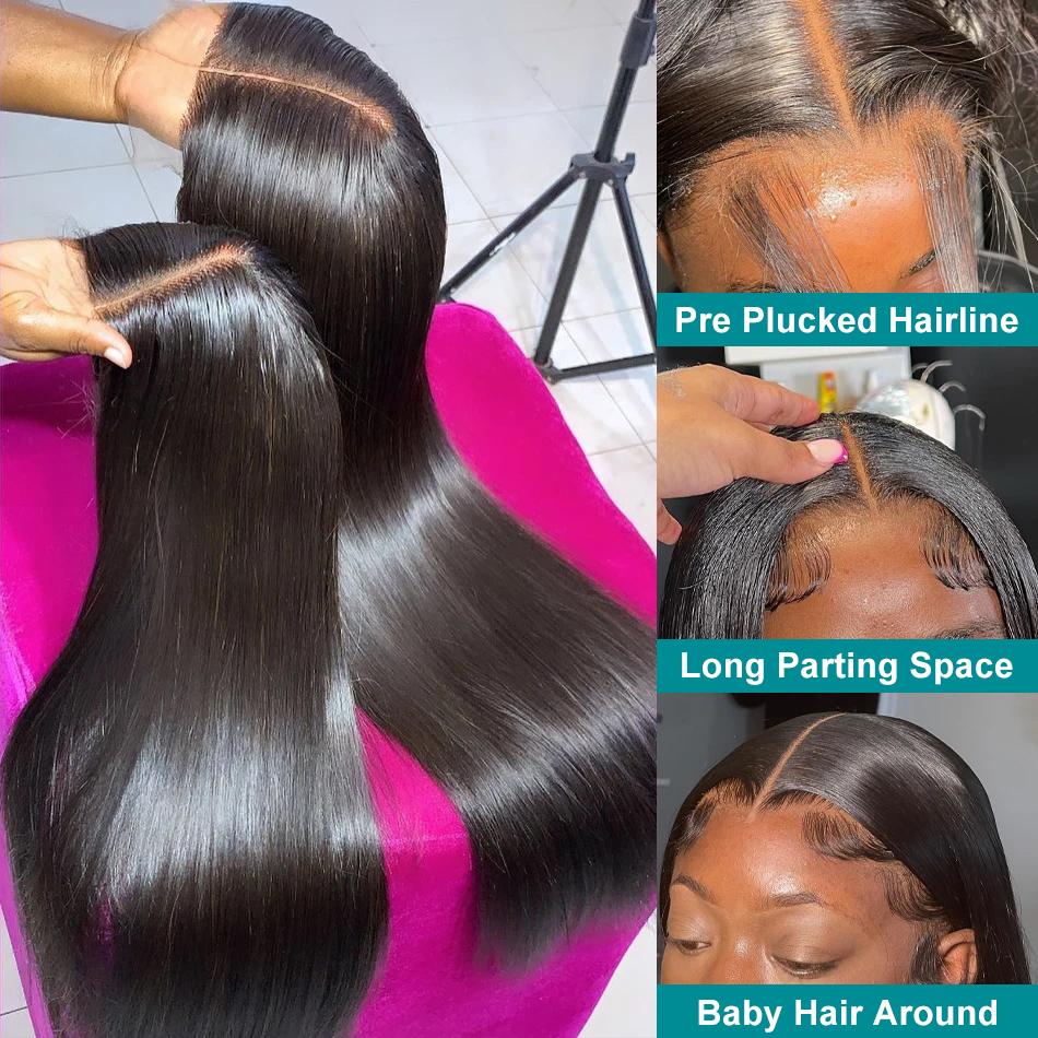 Bling Hair Brazilian 34 36 Inch Bone Straight 13x4 13x6 HD Lace Front Human Hair Wigs Smooth Lace Frontal Human Hair Wig For Women Pre Plucked 180 Density TikTokShopHolidayHaul