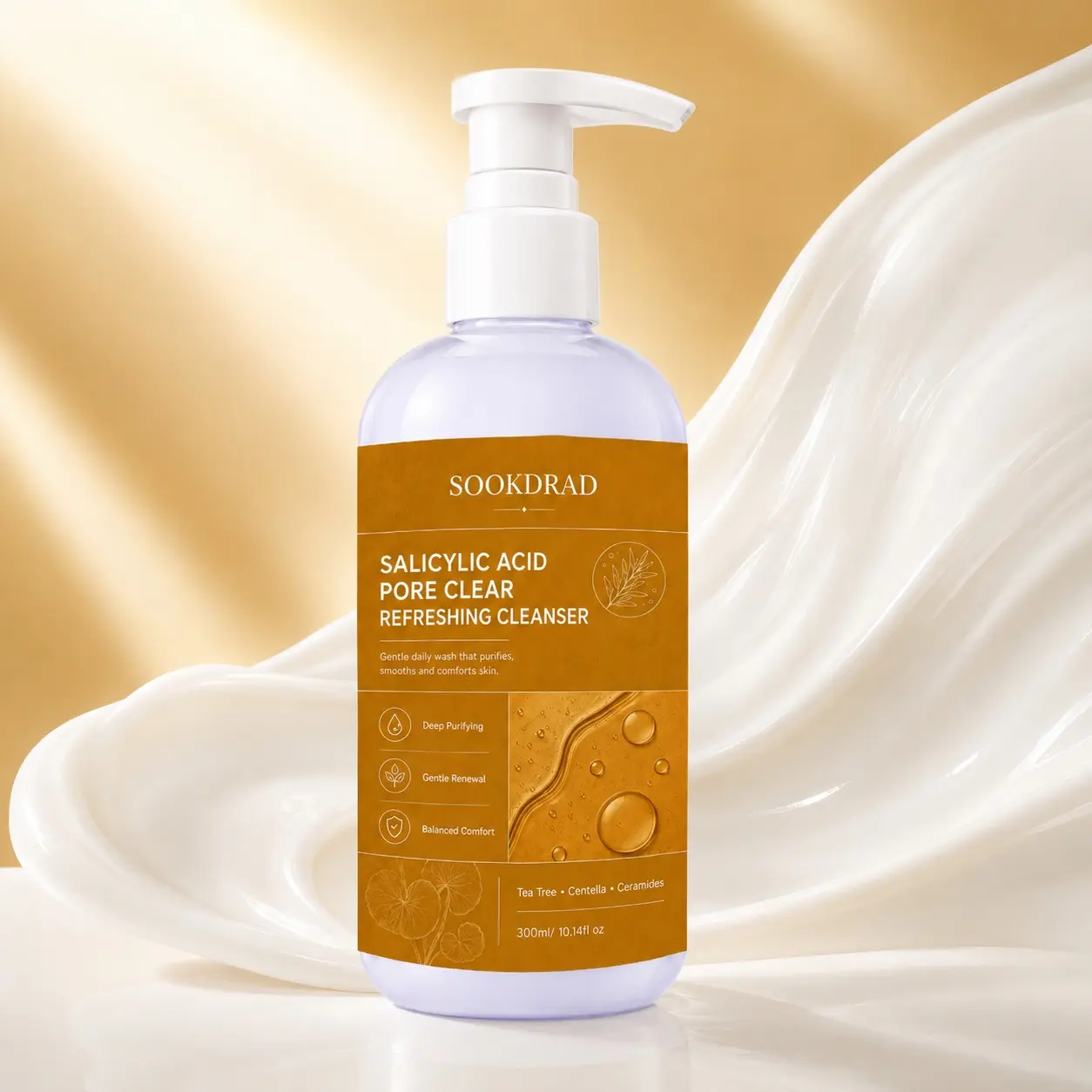 Salicylic Acid Pore Clear Refreshing Cleanser, contains Tea Tree, Centella, Ceramides, deep purifying, gentle renewal, balanced comfort, for face, all skin types, daily facial care, facial cleansing, 300ml