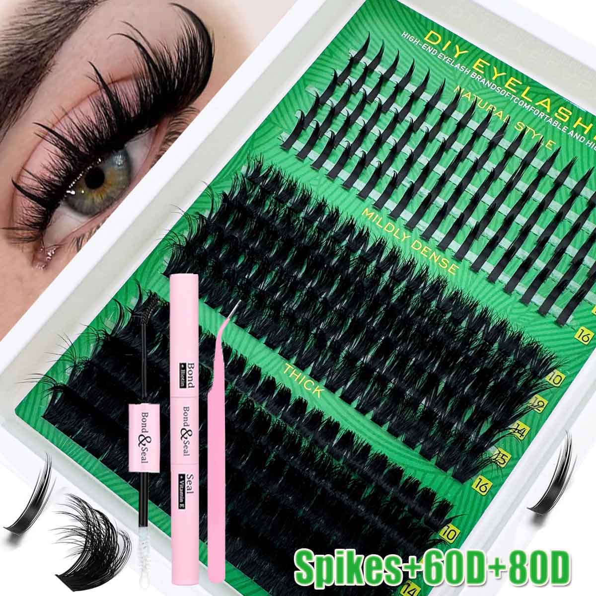 300D 200D 160D 120D 100D 80D 60D Lash Clusters, 290pcs/285pcs/255pcs/235pcs/190pcs, D Curl Natural Look, Individual Lashes Extension